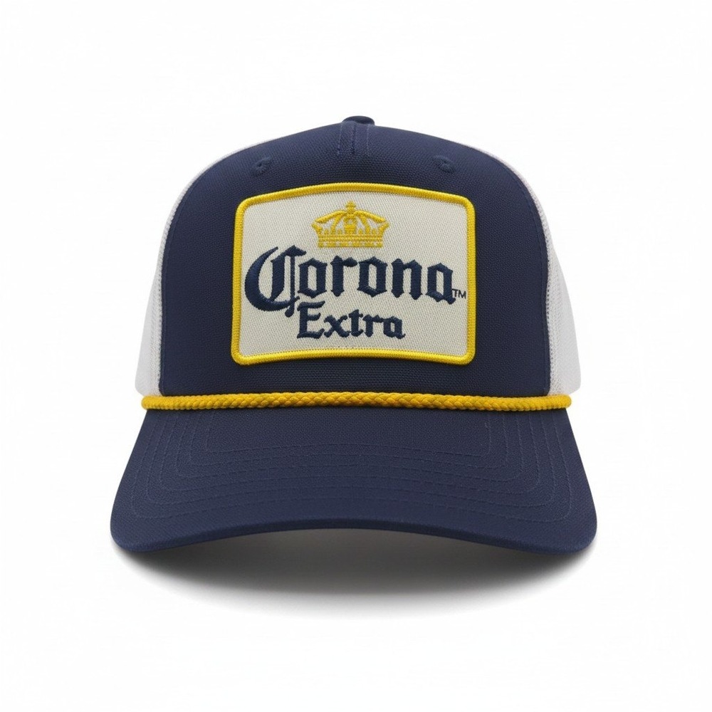 Corona Extra Beer Trucker Hat Navy Blue White Mesh Snapback Rope Cap Mens OSFM